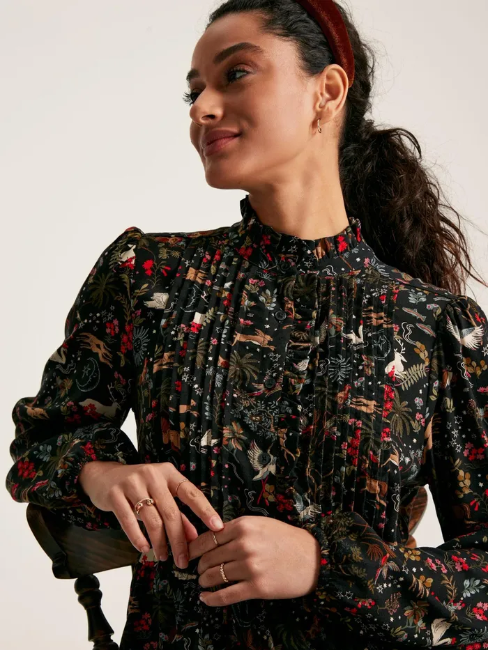 Joules Dresses Black Dress With Frilled Neck 8211 Women