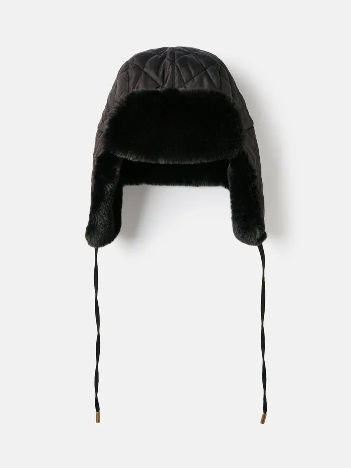 Joules Hats Black Faux Fur Lined Quilted Trapper Hat 8211 Women