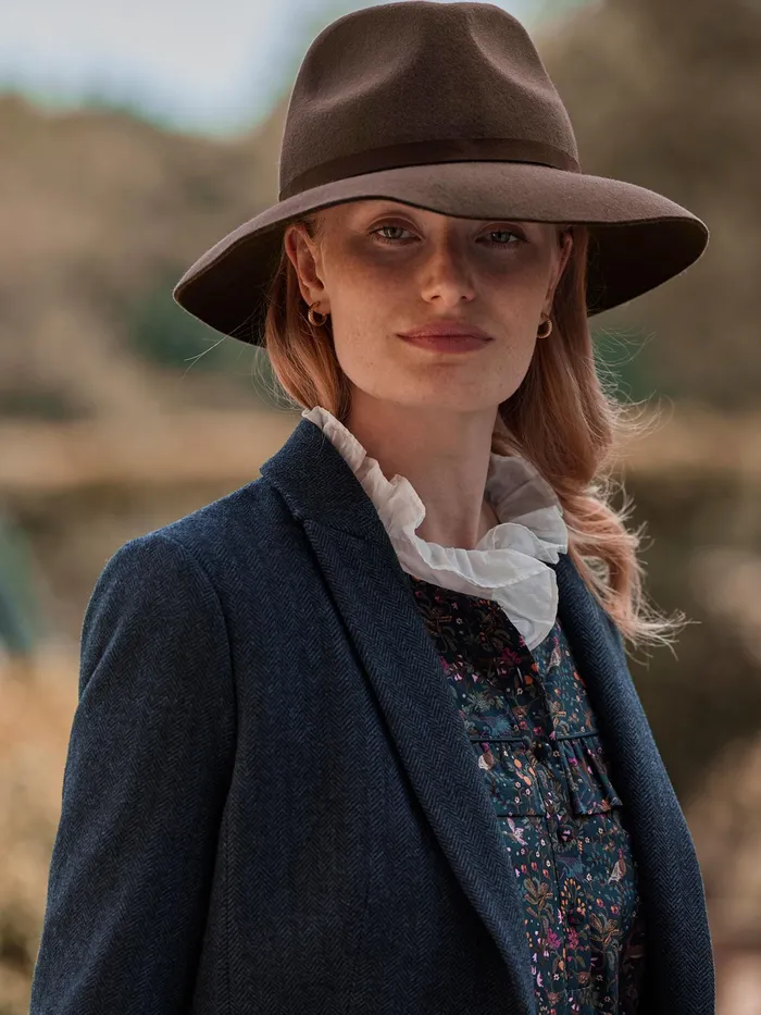 Joules Hats Brown Wide Brim Wool Fedora 8211 Women