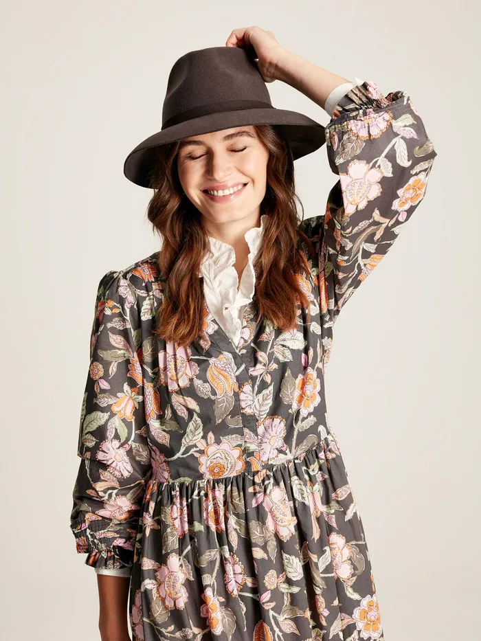 Joules Hats Brown Wide Brim Wool Fedora 8211 Women