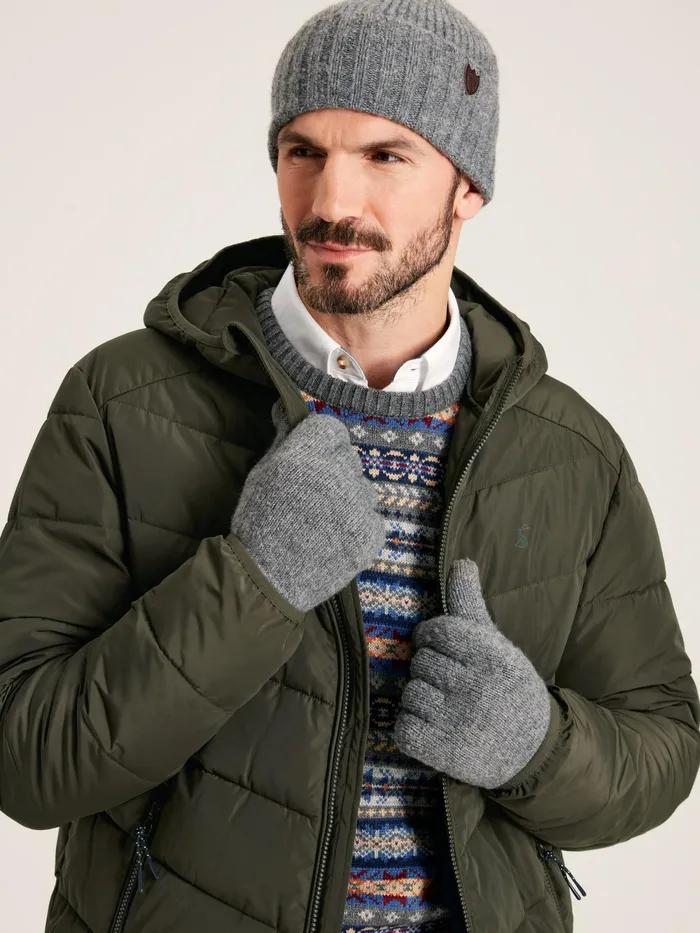 Joules Hats Gloves and Scarves Grey Knitted Ribbed Beanie 8211 Men