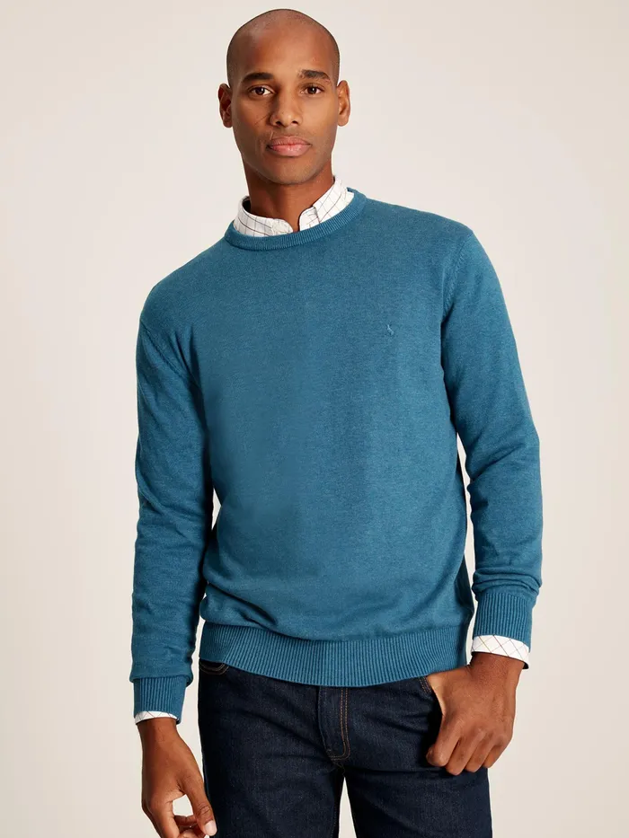 Joules Knitwear Blue Cotton Crew Neck Jumper 8211 Men