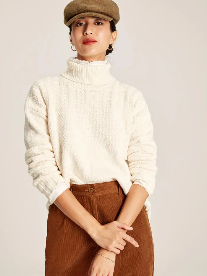 Joules Knitwear Cream Roll Neck Jumper 8211 Women