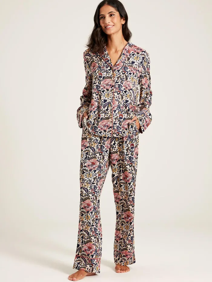 Joules Nightwear Navy Floral Pyjama Set 8211 Women