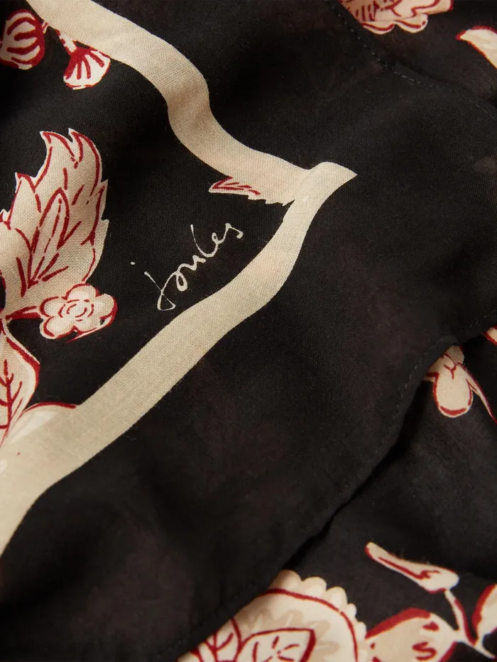 Joules Scarves Black Floral Square Lightweight Neck Scarf 8211 Women