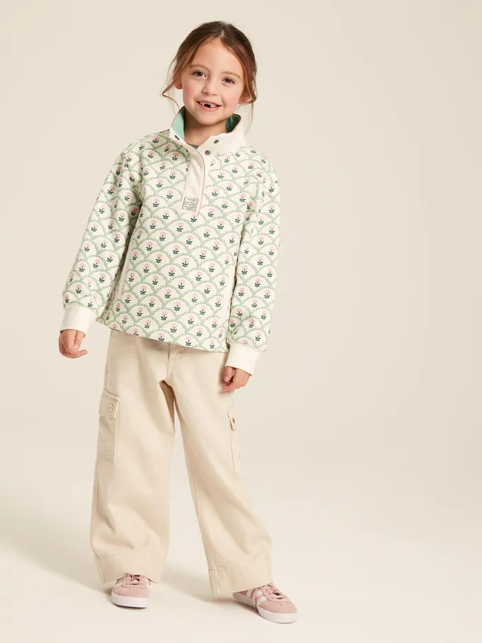 Joules Sweatshirts and Hoodies Cream Floral Funnel Neck Sweatshirt 8211 Girls