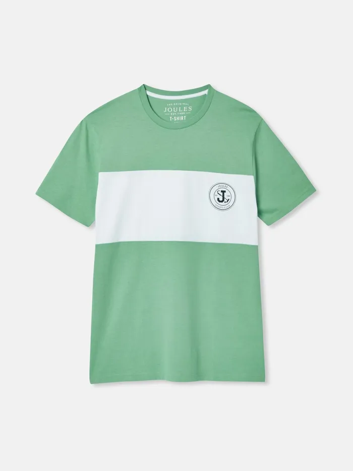 Joules Tops and Tshirts Green Colourblock Jersey Crew Neck TShirt 8211 Men