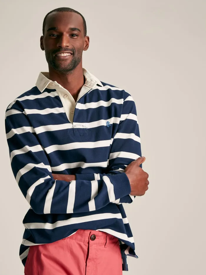 Joules Tops and Tshirts NavyWhite Striped Rugby Shirt 8211 Men