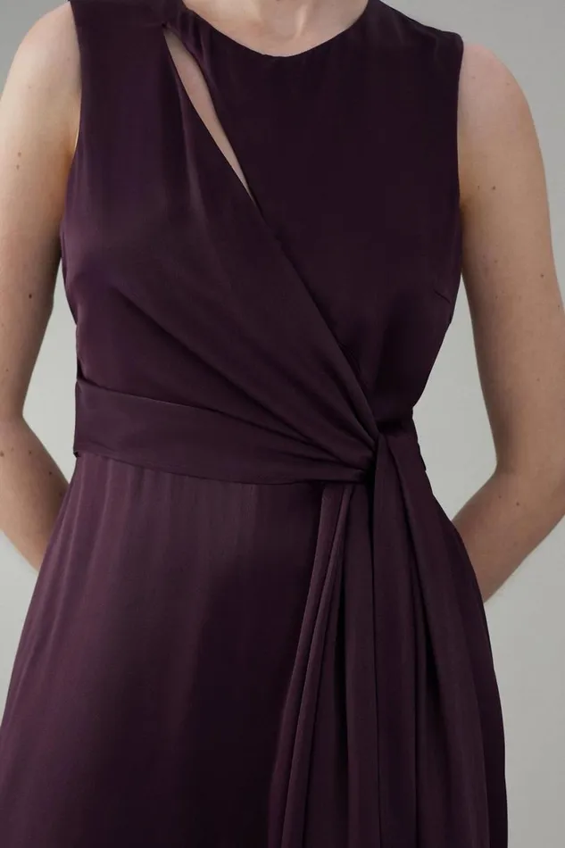 Jumpsuits Women Karen Millen Soft Tie Knotted Wide Leg Jumpsuit Merlot