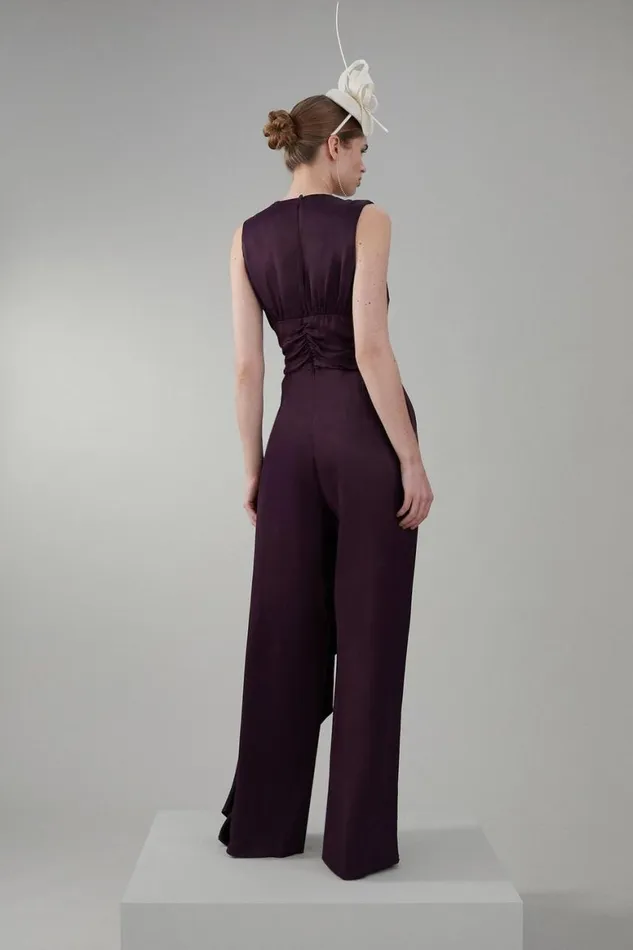 Jumpsuits Women Karen Millen Soft Tie Knotted Wide Leg Jumpsuit Merlot