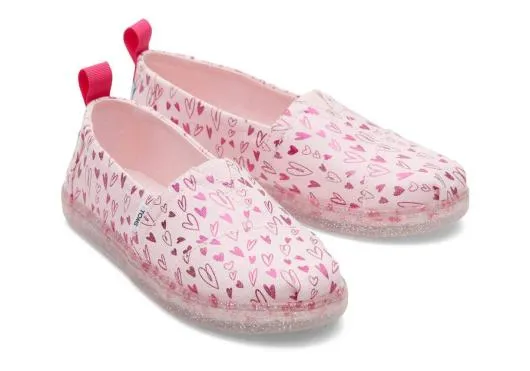 Kids KidsYouth Alpargata Foil Hearts Print Pink Hearts TOMS Alpargatas