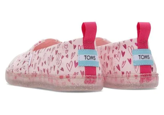 Kids KidsYouth Alpargata Foil Hearts Print Pink Hearts TOMS Alpargatas