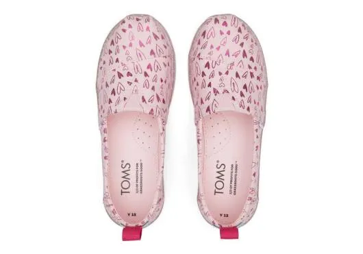 Kids KidsYouth Alpargata Foil Hearts Print Pink Hearts TOMS Alpargatas