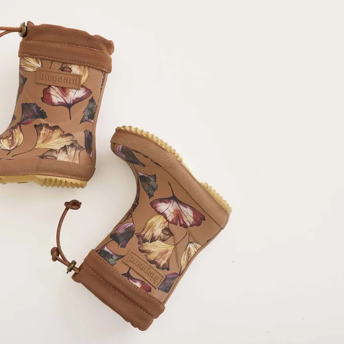 KIDS thermo camel flowers Brown Rubber boots bisgaardshoes