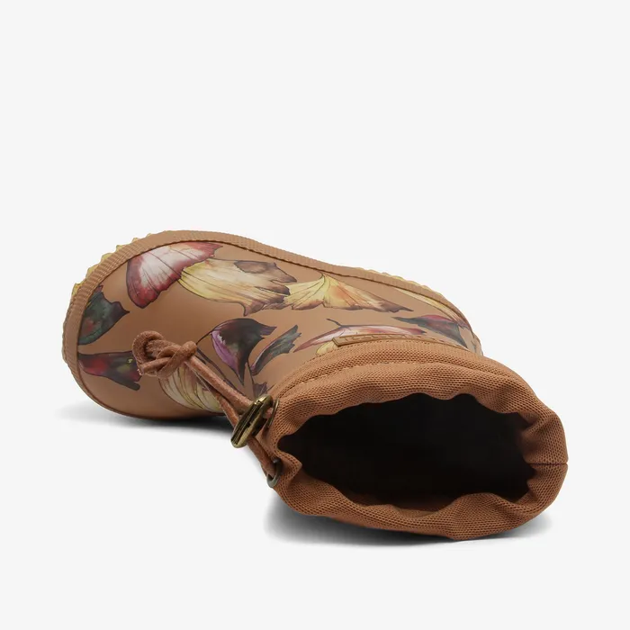 KIDS thermo camel flowers Brown Rubber boots bisgaardshoes