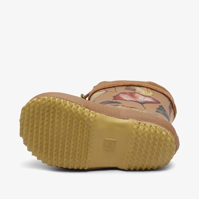 KIDS thermo camel flowers Brown Rubber boots bisgaardshoes