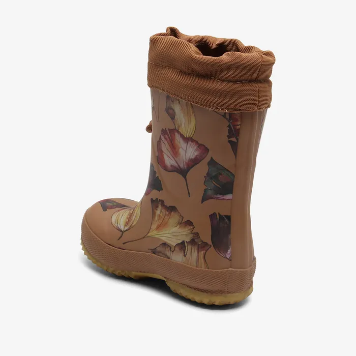 KIDS thermo camel flowers Brown Rubber boots bisgaardshoes