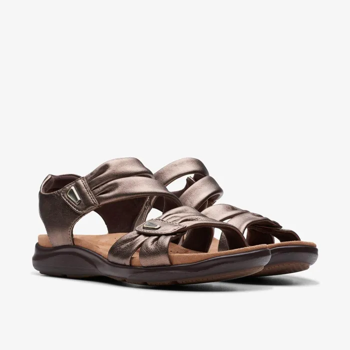 Kitly Ave Bronze Leather Women Clarks Sandals and Flip Flops