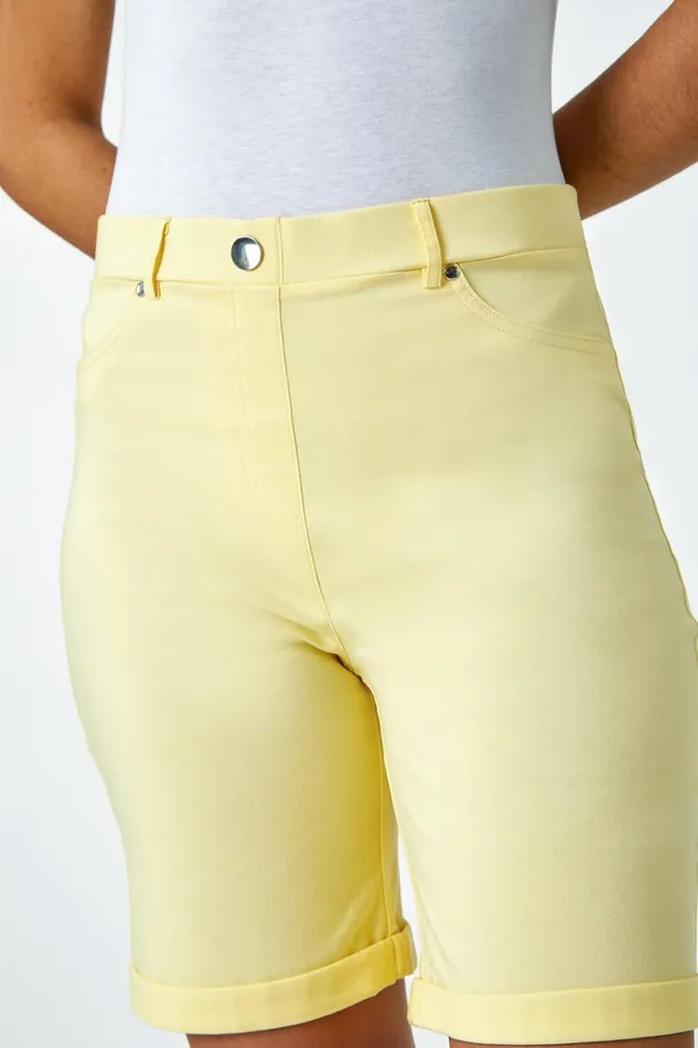 Lemon Turn Up Stretch Shorts Women Roman Coords