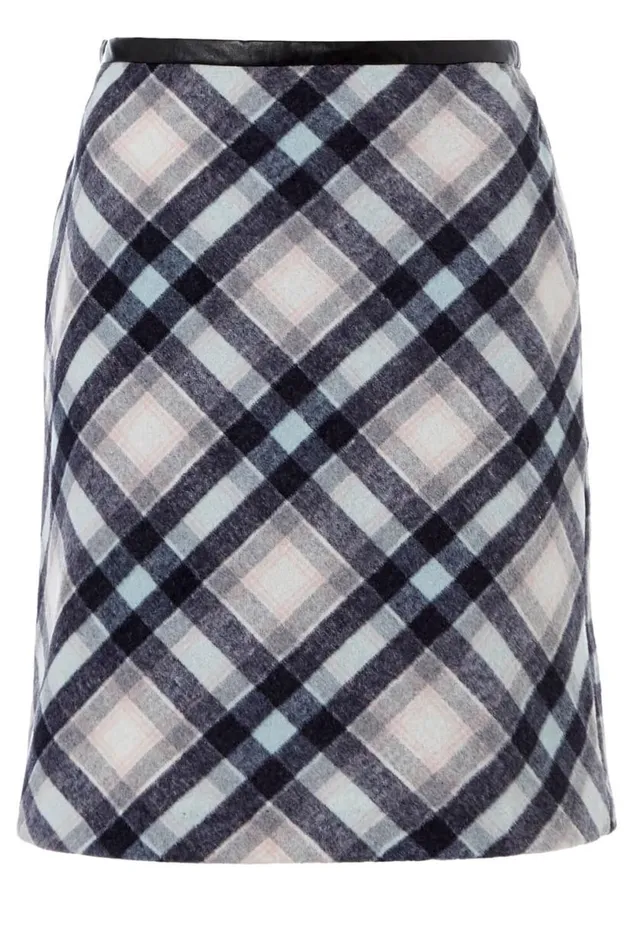 Light Blue Checked Short Skirt Women Roman Skirts
