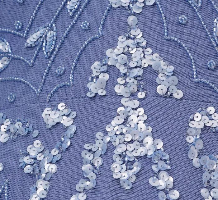 Long Dresses Womens Adrianna Papell HandBeaded AnkleLength Dress In French Blue
