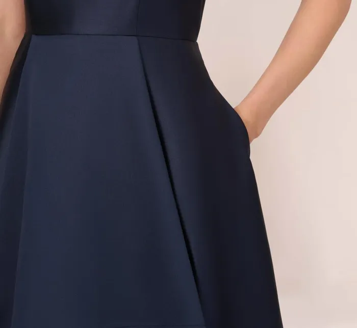 Long Dresses Womens Adrianna Papell High Low Mikado Gown With Asymmetrical Detail In Midnight