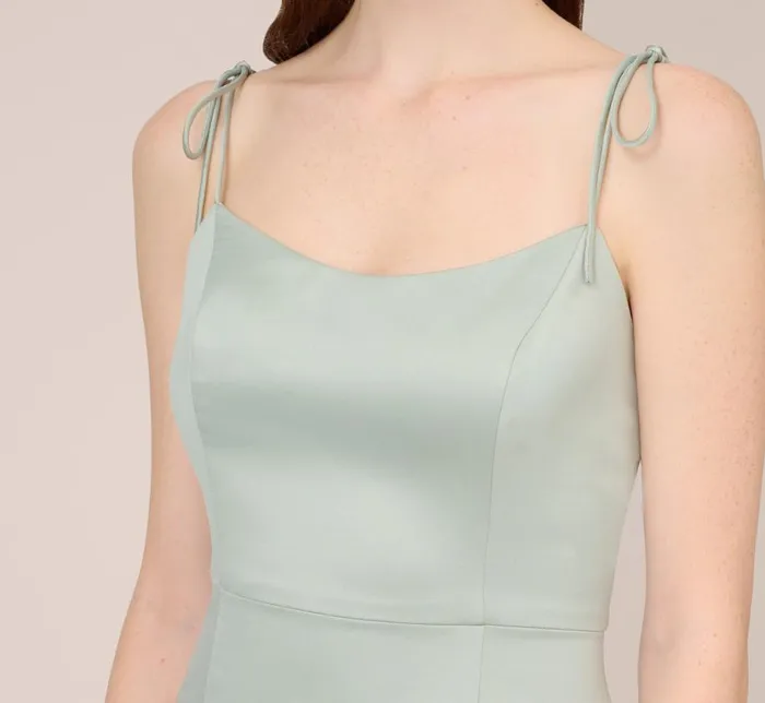 Long Dresses Womens Adrianna Papell Satin Crepe Long Gown In Willow