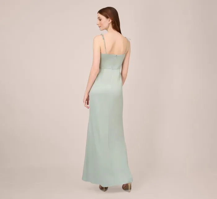 Long Dresses Womens Adrianna Papell Satin Crepe Long Gown In Willow