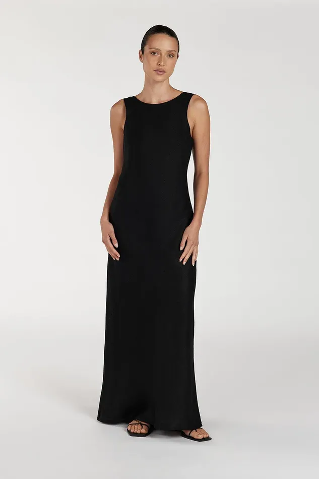 LYRA BLACK LINEN MIDI DRESS Women DISSH Midi Dresses