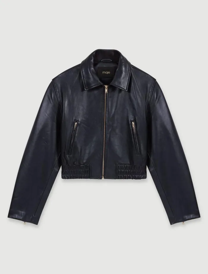 Maje Blazers and Jackets Womens Leather Jacket Black
