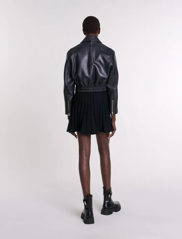 Maje Blazers and Jackets Womens Leather Jacket Black