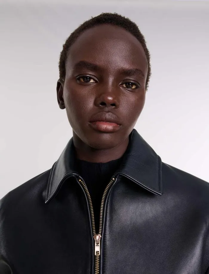 Maje Blazers and Jackets Womens Leather Jacket Black