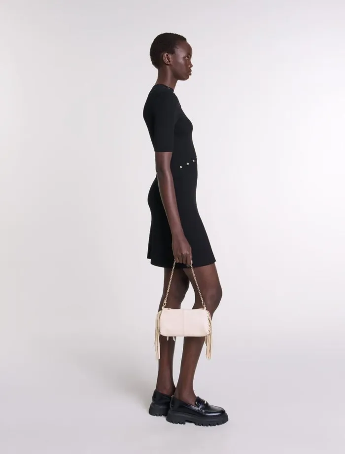 Maje Dresses Womens Dress In Ribbed Knit Black