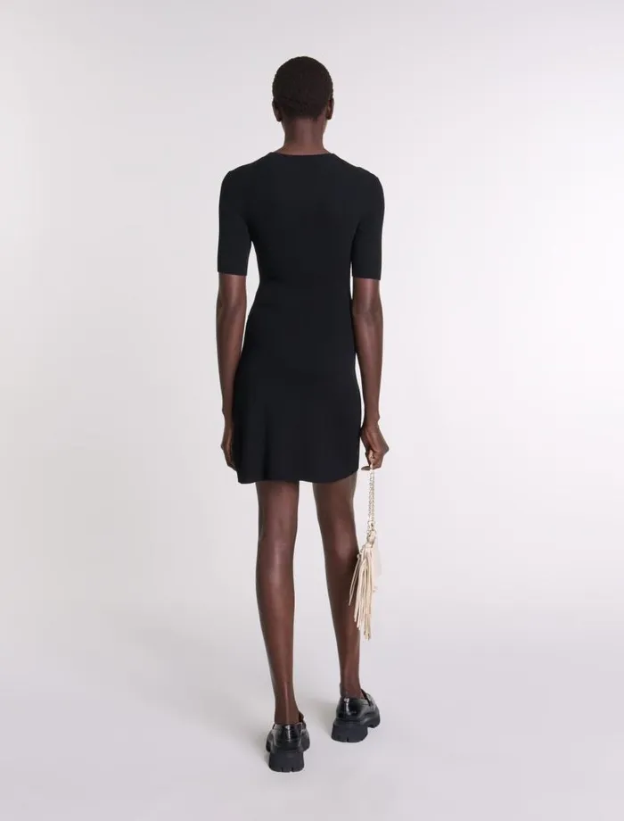 Maje Dresses Womens Dress In Ribbed Knit Black
