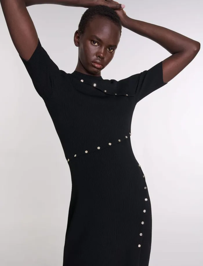 Maje Dresses Womens Dress In Ribbed Knit Black