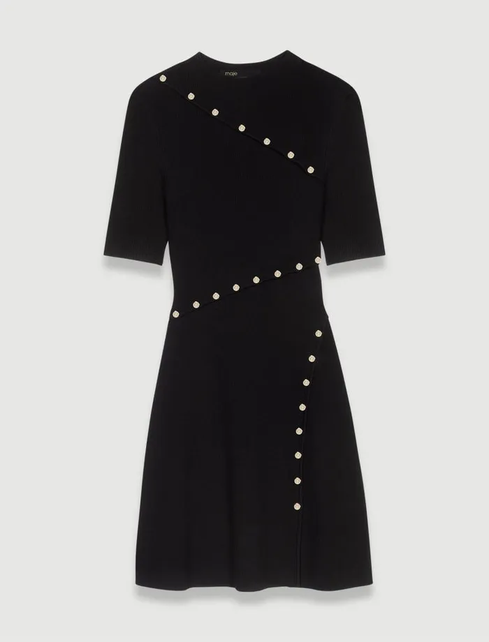 Maje Dresses Womens Dress In Ribbed Knit Black
