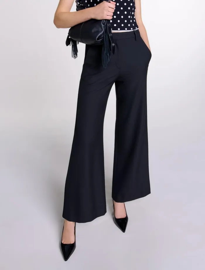 Maje Pants and Jeans Womens Flared Trousers Black