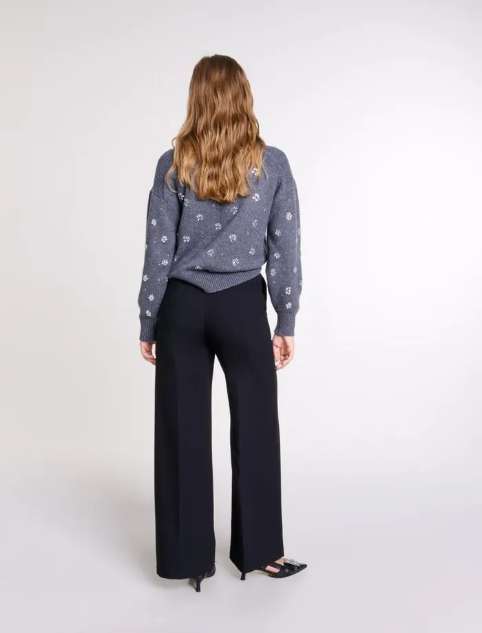 Maje Pants and Jeans Womens Wide Belted Trousers Black Maje Pants and Jeans Womens Wide Belted Trousers Black