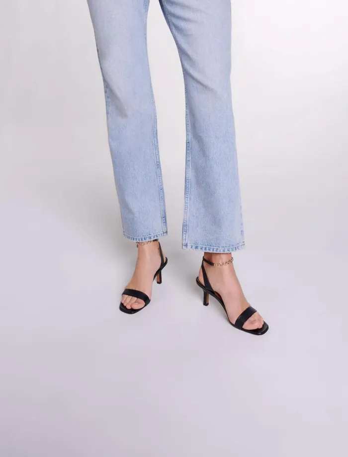 Maje Pumps and Sandals Womens Leather Sandals With Heels Black Maje Pumps and Sandals Womens Leather Sandals With Heels Black