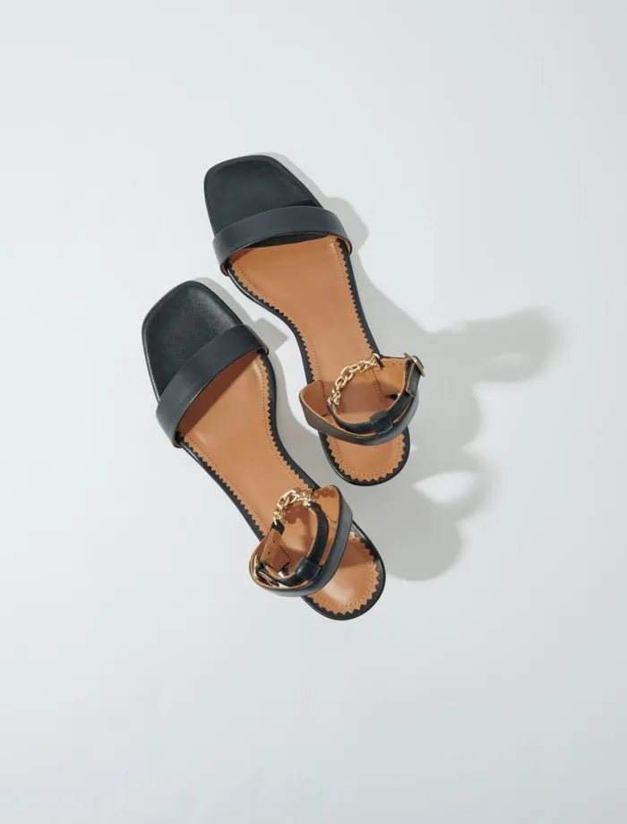 Maje Pumps and Sandals Womens Leather Sandals With Heels Black Maje Pumps and Sandals Womens Leather Sandals With Heels Black