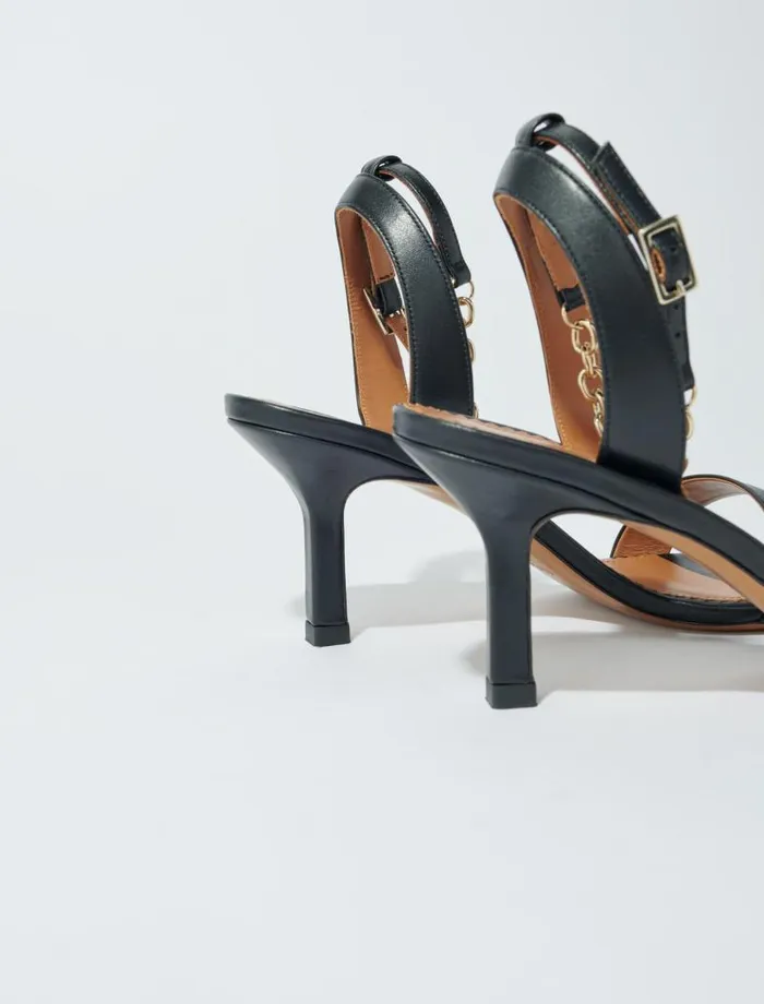 Maje Pumps and Sandals Womens Leather Sandals With Heels Black Maje Pumps and Sandals Womens Leather Sandals With Heels Black