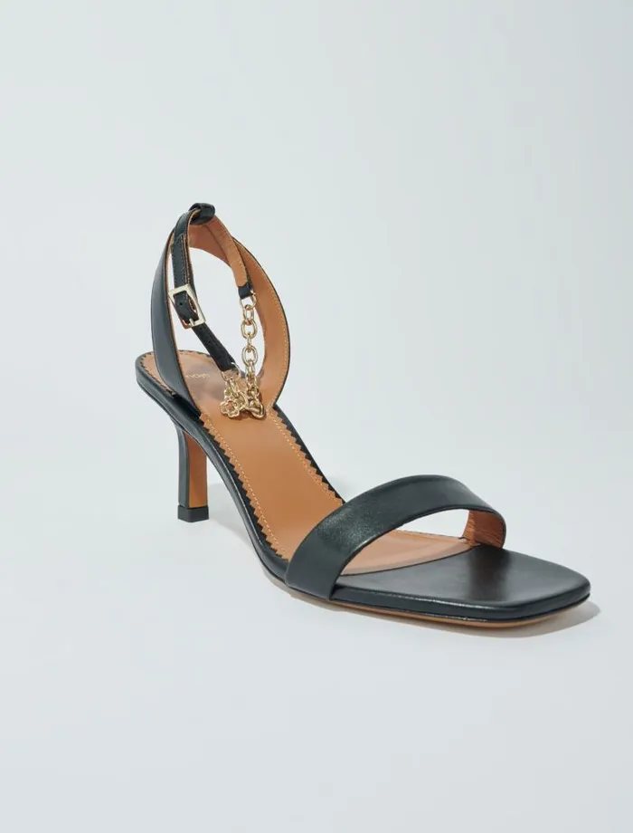 Maje Pumps and Sandals Womens Leather Sandals With Heels Black Maje Pumps and Sandals Womens Leather Sandals With Heels Black