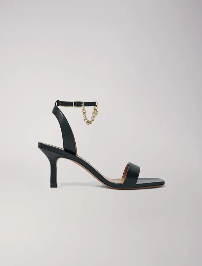 Maje Pumps and Sandals Womens Leather Sandals With Heels Black Maje Pumps and Sandals Womens Leather Sandals With Heels Black
