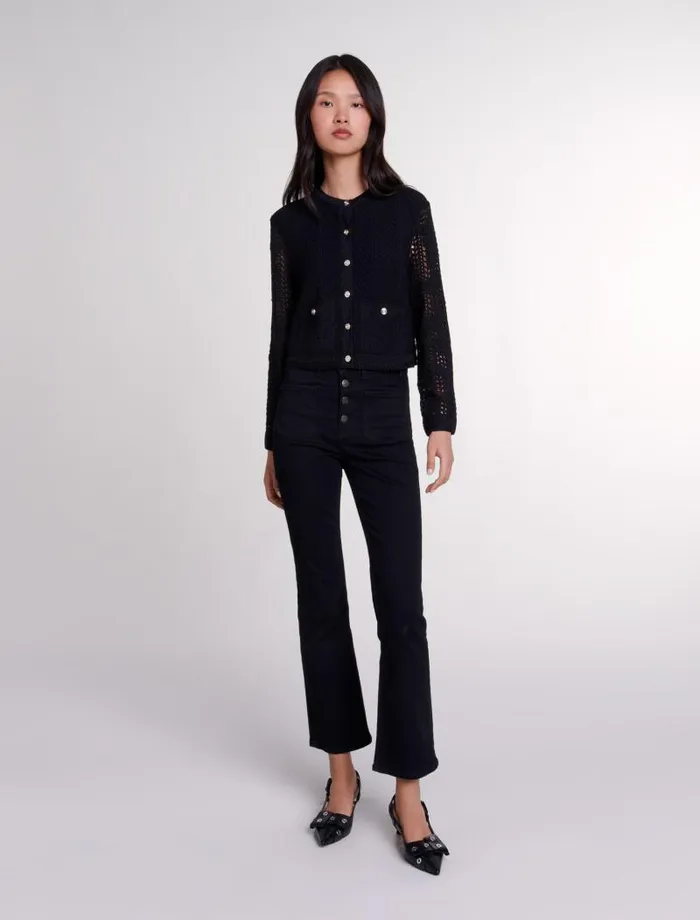 Maje Sweaters and Cardigans Womens Crochet Cardigan Black