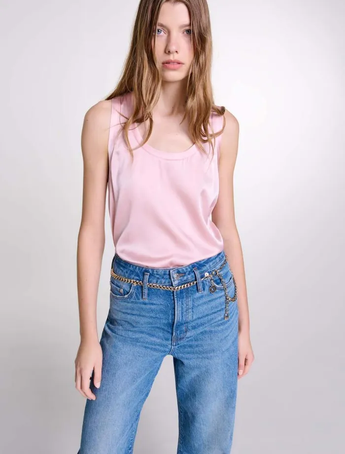 Maje Tops and Shirts Womens Silk Tank Top Pale Pink