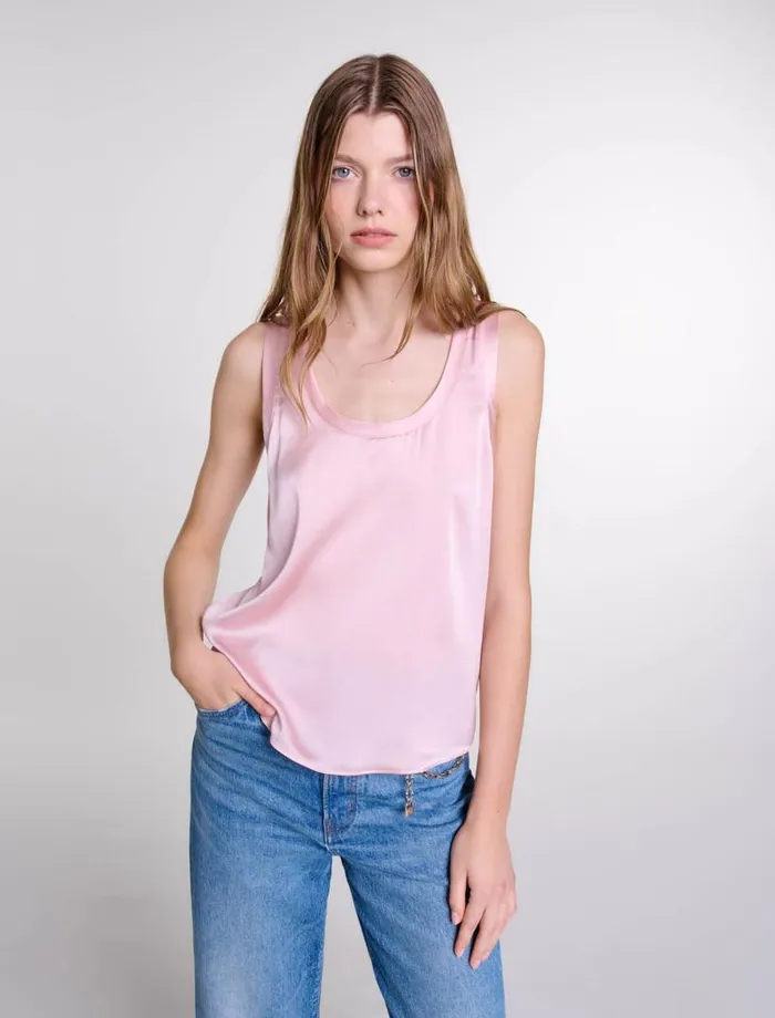 Maje Tops and Shirts Womens Silk Tank Top Pale Pink