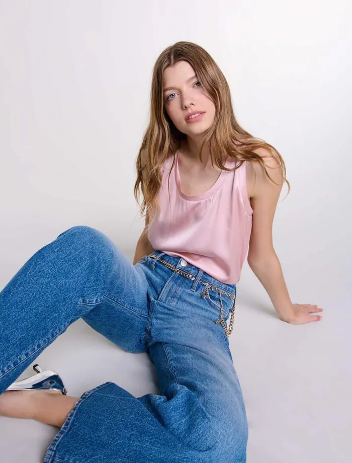 Maje Tops and Shirts Womens Silk Tank Top Pale Pink
