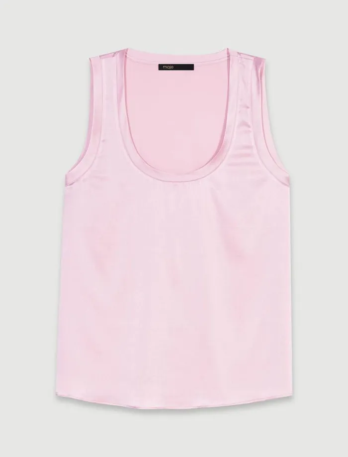 Maje Tops and Shirts Womens Silk Tank Top Pale Pink