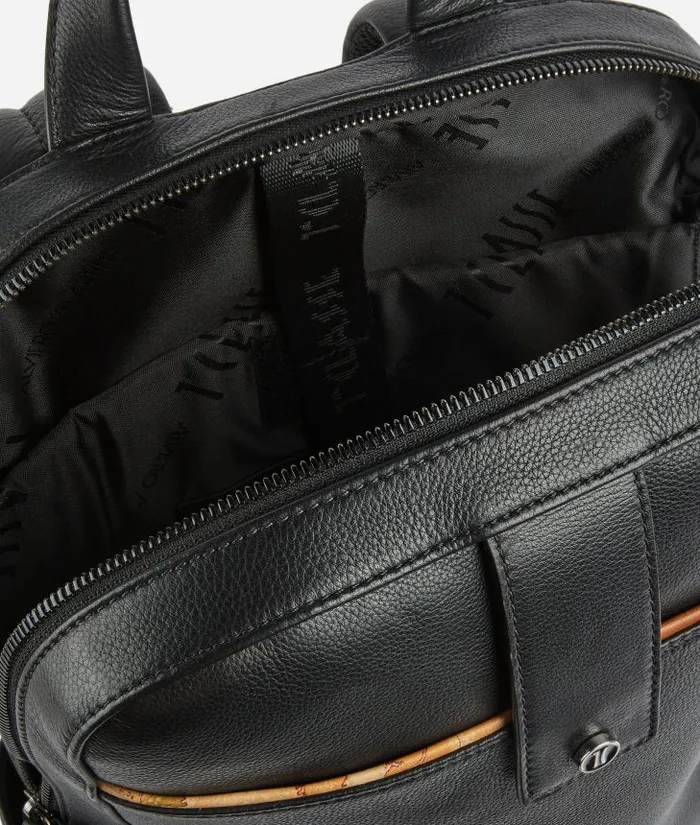 Man Briefcase Alviero Martini Leather Computer Backpack Black