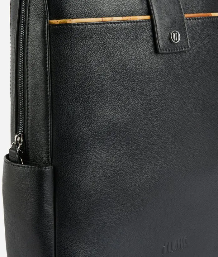 Man Briefcase Alviero Martini Leather Computer Backpack Black